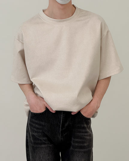 Suede Short-sleeved T-shirt Men's Casual Simple
