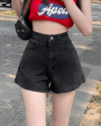 Women's High Waist Slimming A- Line Plus Size Denim Shorts