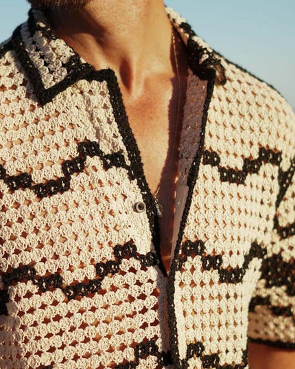Knitted Striped Stitching Shirt