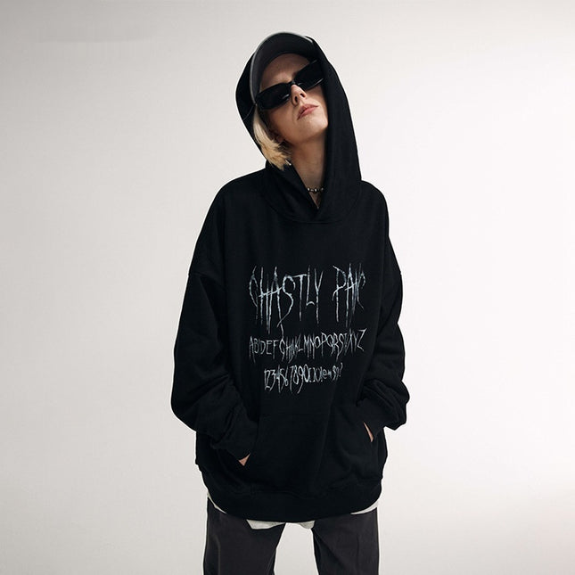 New Men's Printed Loose Hooded Sweater