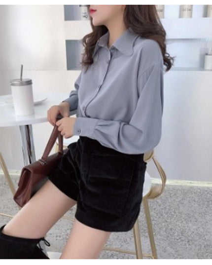 Women's Loose Retro Hong Kong-style Long-sleeved Shirt Spring And Autumn