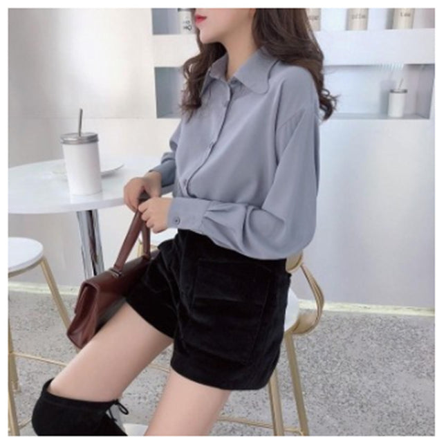 Women's Loose Retro Hong Kong-style Long-sleeved Shirt Spring And Autumn