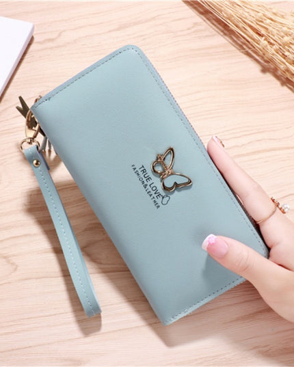 Ladies Wallet Long Zipper Student Faux Leather