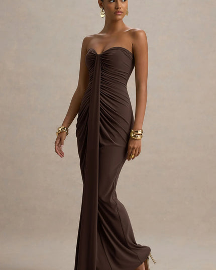 Sexy Bandeau Slim Fit Pleated Sheath Dress