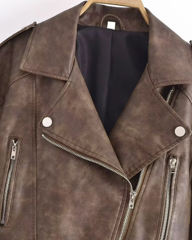 Women's Washable Gradient Leather Jacket