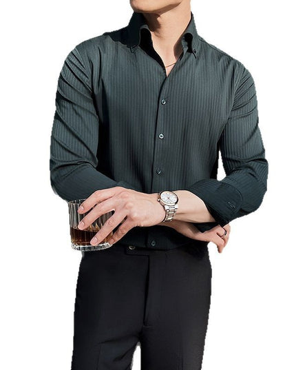 Men's Dark Stripes V-neck Long Sleeve Shirt