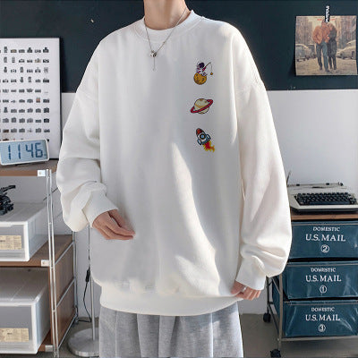 Hong Kong Style Round Neck Sweater Men Loose Spring Trend Printing