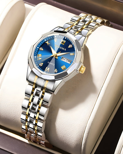 Diamond Double Calendar Waterproof Luminous Watch