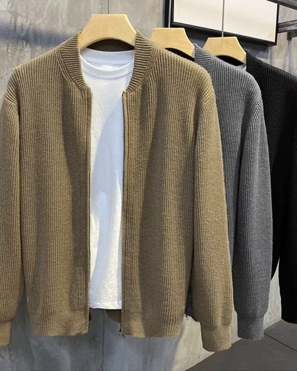 Double Zipper Cardigan Sweater Men's Knitwear Coat