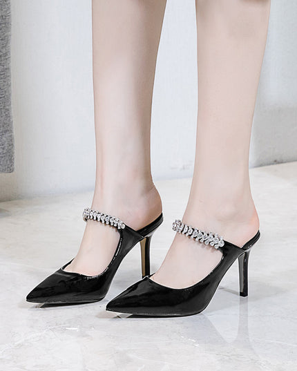 European And American New Pointed Rhinestone High Heels Sexy Back Space