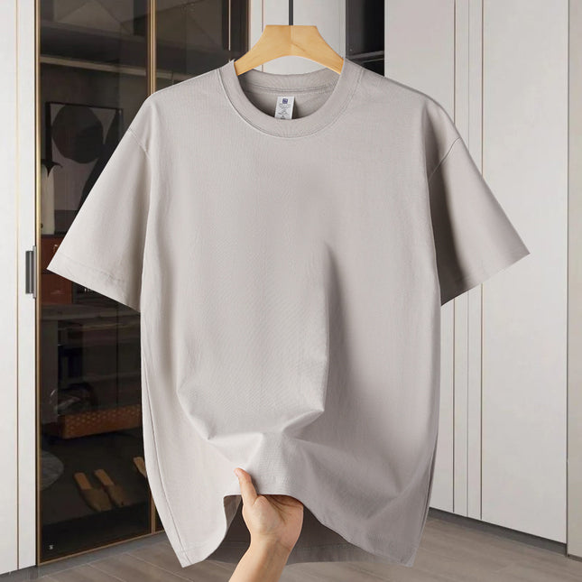 Drop Shoulder Loose Round Neck Pure Color All-matching