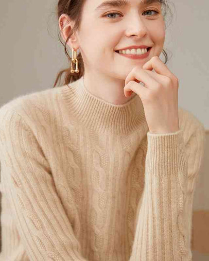 Pure Cashmere Shirt Women's Half Turtleneck Loose Thick Sweater