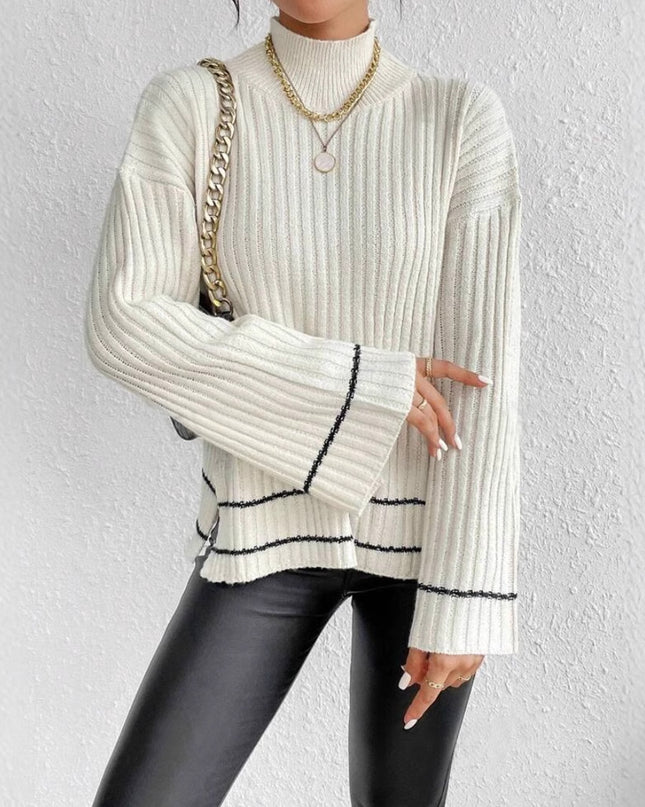 Casual Patchwork Contrast Color Loose Long Sleeve