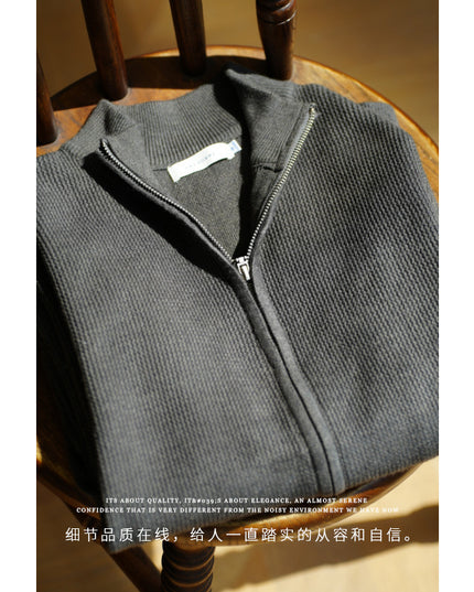 Men's Breathable Zipper Casual Stand Collar Sweater