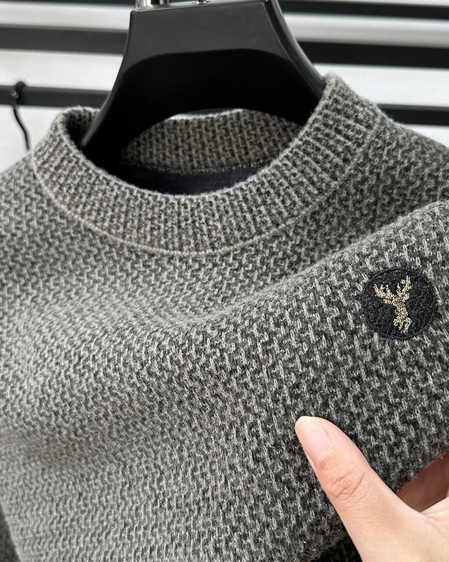 Winter Men's Thermal Round-neck Velvet Padded Sweater