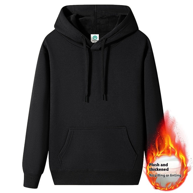 Fleece-lined Thick Student Hoodie Warm Top Casual