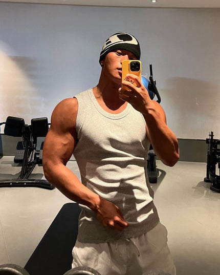 Men's Fashion Solid Color Quick-drying Stretch Tight Sports Thread Vest