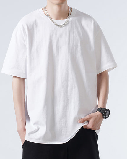 Autumn Men's Short-sleeved T-shirt Cotton Round Neck