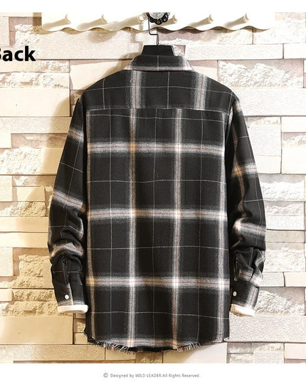 Men's Casual Plaid Shirt Korean Style