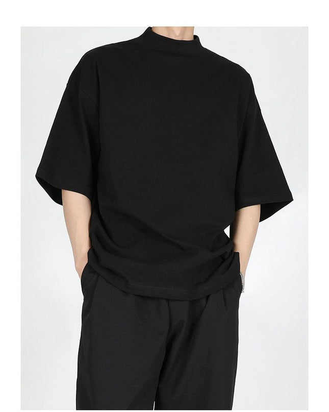 Spring And Summer Loose Thin Half Turtleneck Short Sleeve