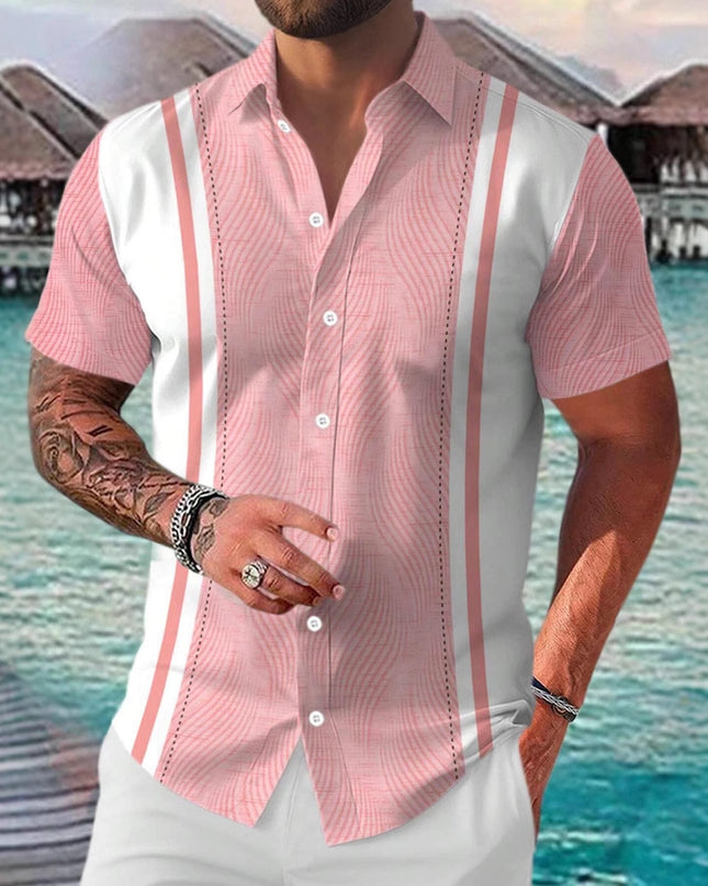 Casual All-matching Fashion Geometric Trend Short Sleeve Shirt