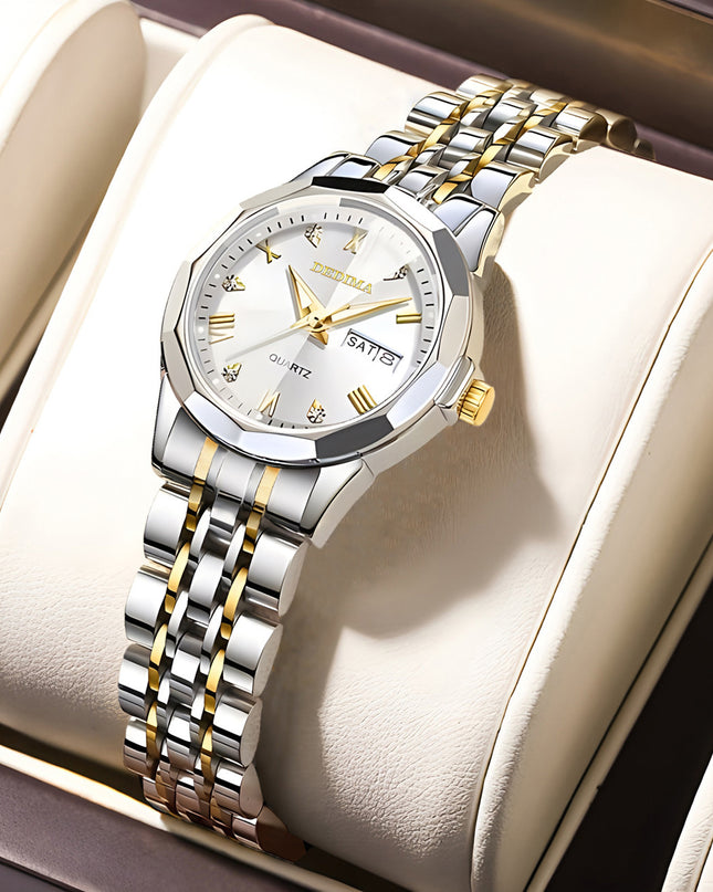Diamond Double Calendar Waterproof Luminous Watch