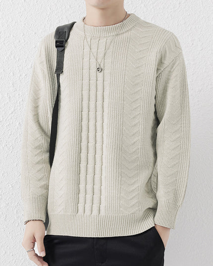 New Men's Round Neck Knitted Sweater