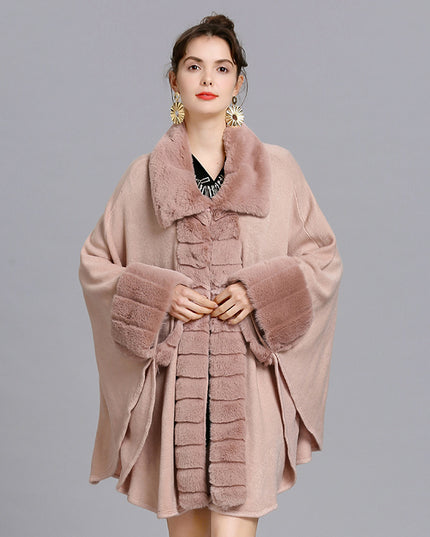 Oversized Loose Rex Rabbit Fur Collar Knitted Cardigan Jacket