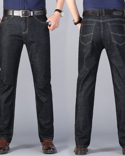 Four Seasons Jeans Men's Cotton Mid-waist Thin Stretch Black