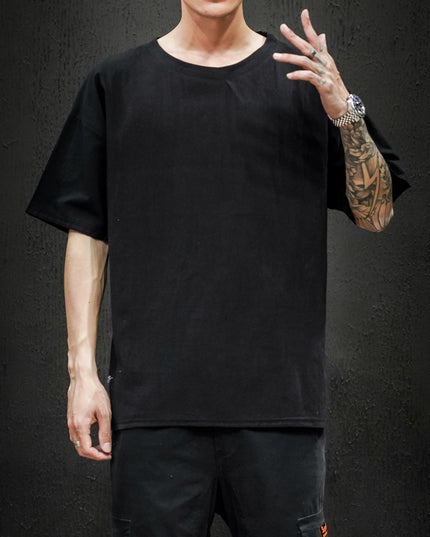 Japanese Large Size Cotton And Linen Solid Color Loose Short Sleeves
