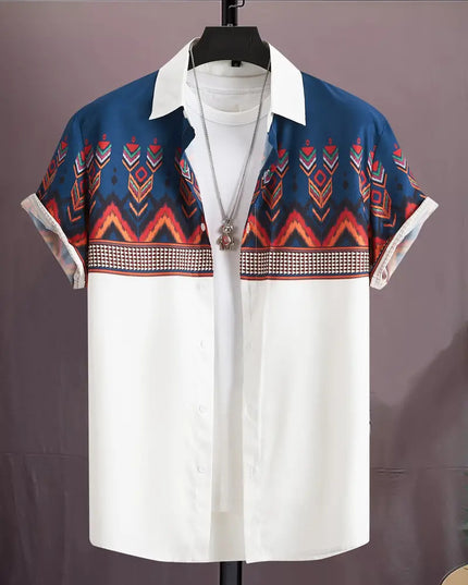 Casual All-matching Fashion Geometric Trend Short Sleeve Shirt