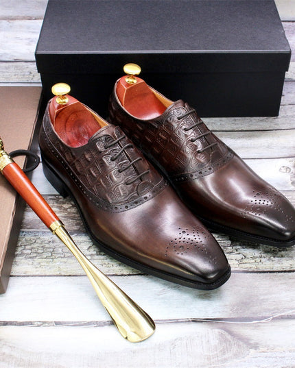 Men's Lace-up British Oxford Shoes Cowhide