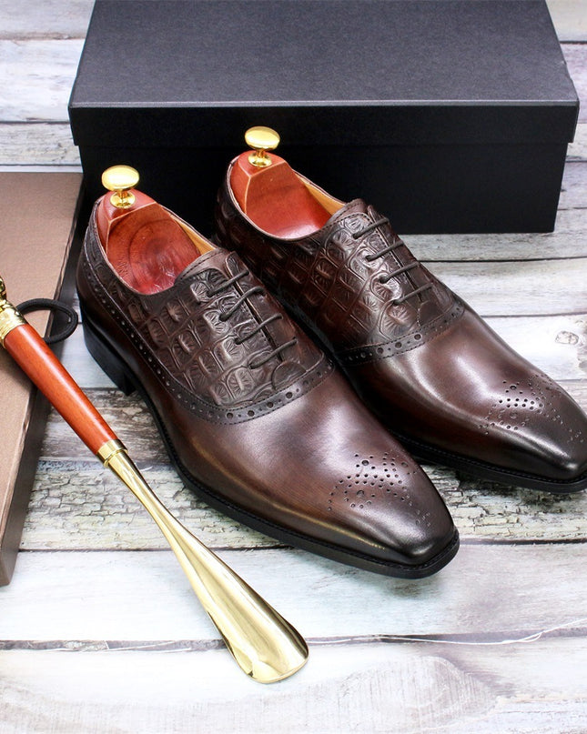 Men's Lace-up British Oxford Shoes Cowhide
