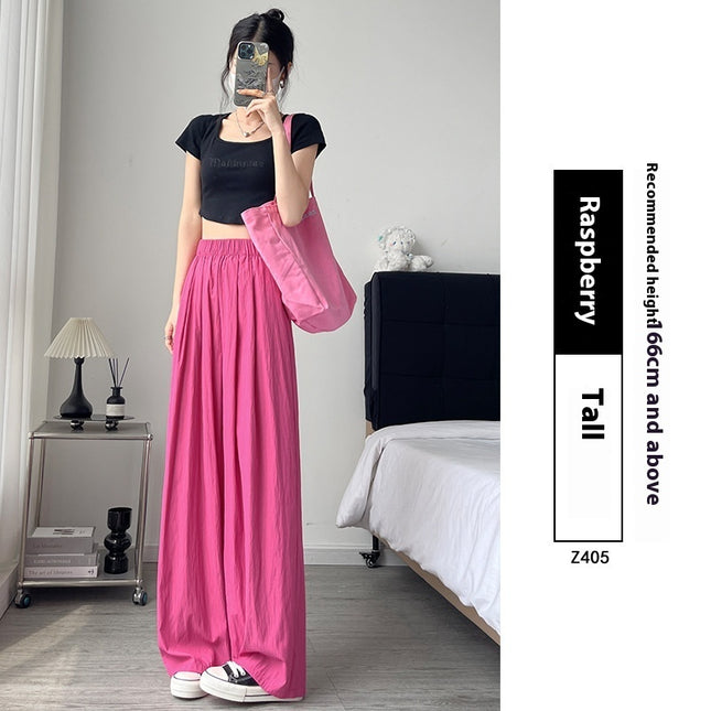 Loose Drape Casual Straight-leg Thin Ice Silk Wide-leg Pants