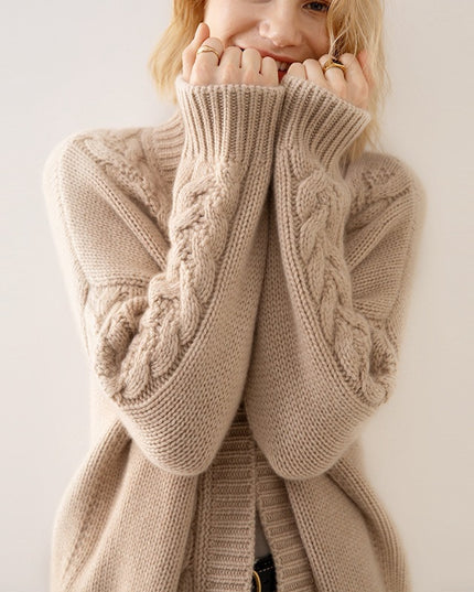 V-neck Temperament Knitted Loose Twist Mid-length Sweater