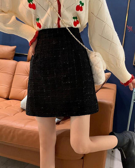 High Waist Fat Cover Classic Style Plaid Retro Skirt