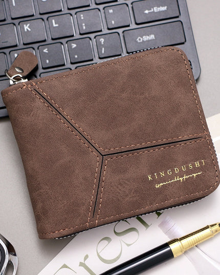 Matte Stitching Men's Short Wallet Multiple Card Slots