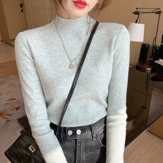 Inner Knitted Bottoming Shirt Slim Fit Slimming Long Sleeves Versatile Western Style Top