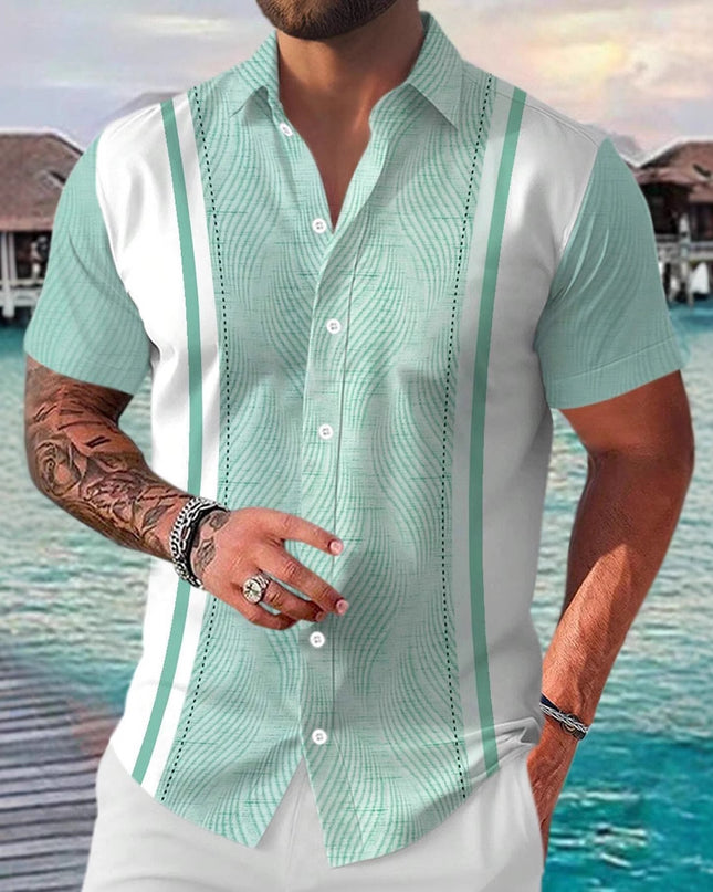 Casual All-matching Fashion Geometric Trend Short Sleeve Shirt