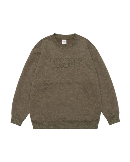 Retro Alphabet Embroidered Crew Neck Sweater