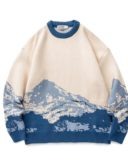 Snow Mountain Gradient Sweater Top Sweater For Men