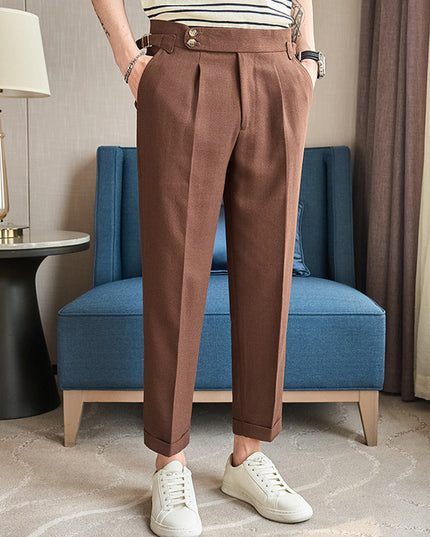 Cotton And Linen Texture Fabric Casual Suit Pants