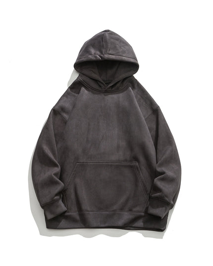 Suede No Hat Rope Hooded Sweater For Men