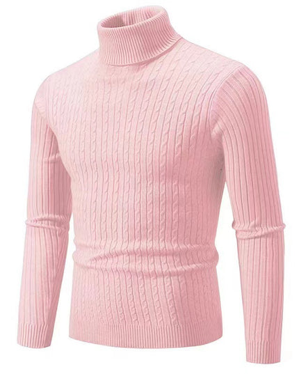 Men's Sweater Casual Retro Twisted Flower Turtleneck Knitting