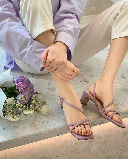 Thin Strap  Toe Mid-heeled Sandals Women