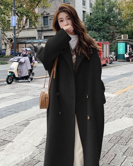 Design Sense Oatmeal Color Small Woolen Overcoat Women's Coat
