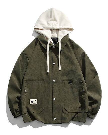 Jacket Hooded Fake Two Pieces Loose Casual Shell Jacket
