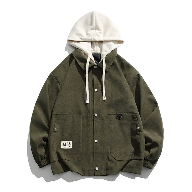 Jacket Hooded Fake Two Pieces Loose Casual Shell Jacket