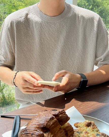 Simple Solid Color Sweater Short T Men's Summer