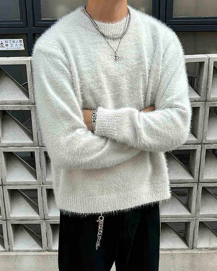 Retro Mink-like Knitted Long-sleeved Top